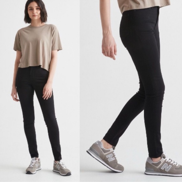 DUER Performance Denim High Rise Skinny Black Jeans Womens Size 32 x 31 VGUC - Picture 2 of 15